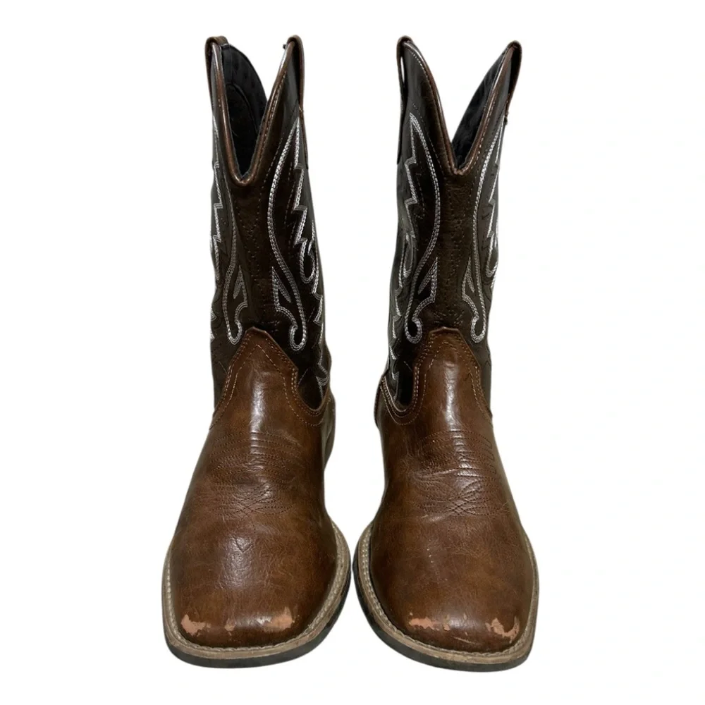 IUV Men’s Brown Square Toe Western Cowboy Boots. Size 8 - Picture 2 of 8